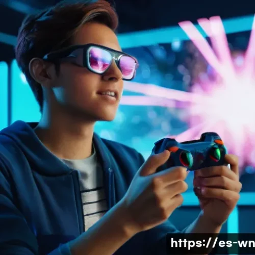 촉각적 피드백을 활용한 제품 혁신 사례 - **Immersive Gaming Experience:** A gender-neutral young adult, wearing stylish, comfortable casual c...