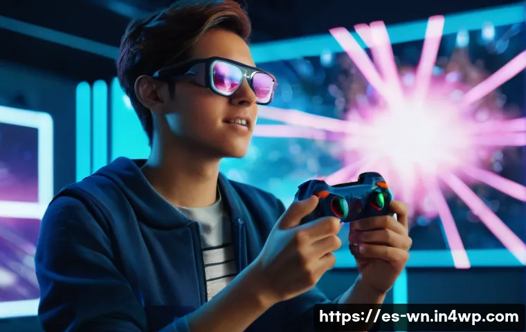 촉각적 피드백을 활용한 제품 혁신 사례 - **Immersive Gaming Experience:** A gender-neutral young adult, wearing stylish, comfortable casual c...