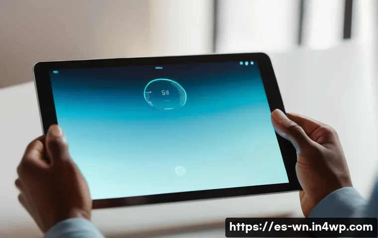 촉각적 UX 디자인을 위한 프로토타입 제작 - **"A close-up shot of a person's hands gently touching a sleek, futuristic tablet screen. Subtle, wa...